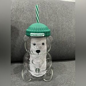 Starbucks Bear-Shaped Glass with Green Lid